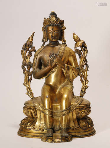 Qing Dynasty - Gilt Buddha Statue