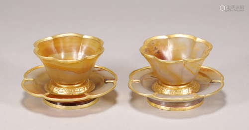 Liao Dynasty  - Agate Wrap Silver Gilt Cups