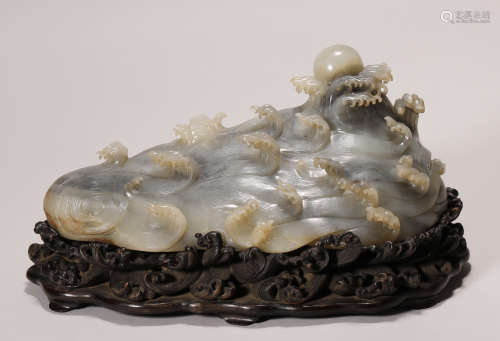 Qing Dynasty - Hetian Jade Pebble Mountain Ornament