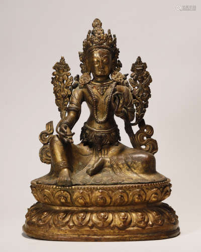 Qing Dynasty - Gilt Buddha Statue