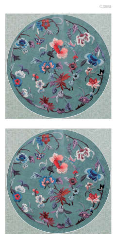 刺绣花卉圆光镜框