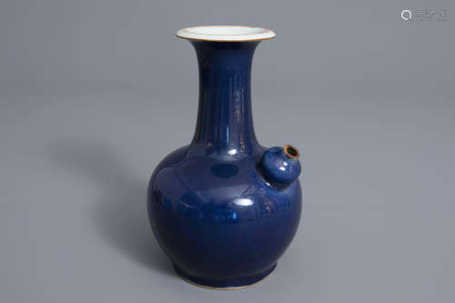 A Chinese monochrome blue kendi, Chenghua mark, Kangxi