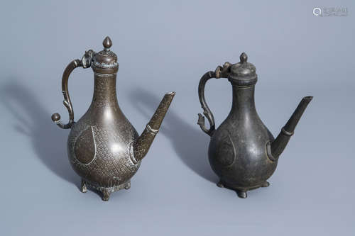 Two bronze 'aftaba' ewers, Turkey, 19th/20th C.