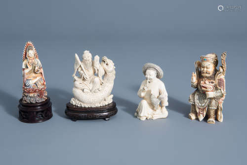 Four various Chinese carved figures, 19th/20th C.