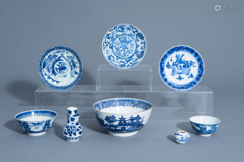 A varied collection of Chinese blue and white porcelain, 18th C. and later