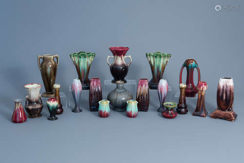 Twenty polychrome Art Nouveau vases, a.o. Thulin, first half of the 20th C.