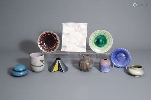 A varied collection of Belgian, German and other studio pottery, 20th C.