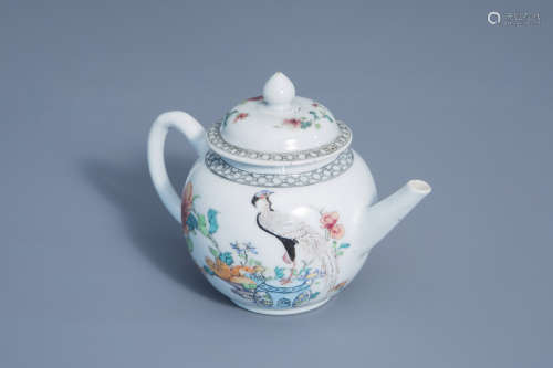 A Chinese famille rose 'pheasant' teapot and cover, Yongzheng
