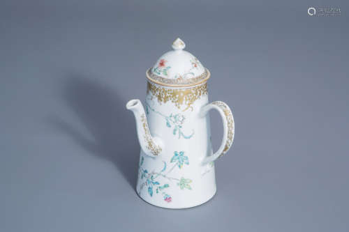 A Chinese famille rose chocolate jug and cover with pheasants, Yongzheng