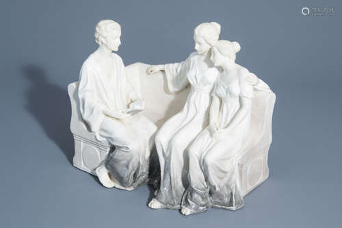 Rudolf Podany (Vienna, 1876-1963): The conversation, a polychrome glazed porcelain group