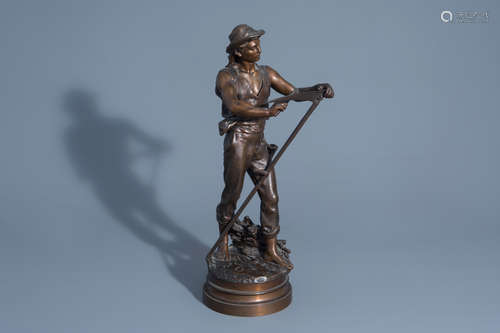 Mathurin Moreau (1822-1912): The sharpener, patinated bronze