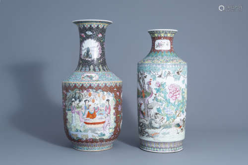 Two Chinese famille rose vases, 20th C.