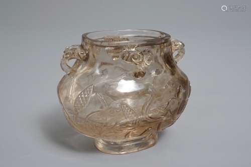 A Chinese carved rock crystal hu vase, 19th/20th C.