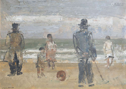 Paul Maas (1890-1962): Fun by the sea, oil on plywood