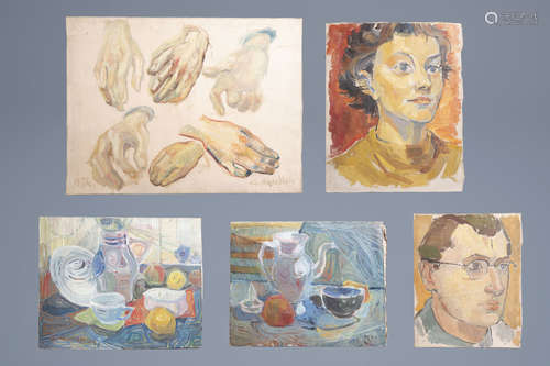 Etienne Vande Velde (1935): Five various paintings, oil on canvas, dated 1954