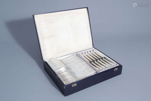 An 84-piece silver plated rococo style cutlery set with matching box, Solingen, Germany, first half