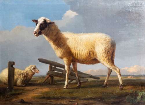 Frans Van Severdonck (1809-1889): Sheep in a meadow, oil on canvas marouflated on board, dated 18 ..