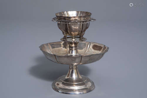 A silver sugar bowl on stand, various marks, 19th/20th C.