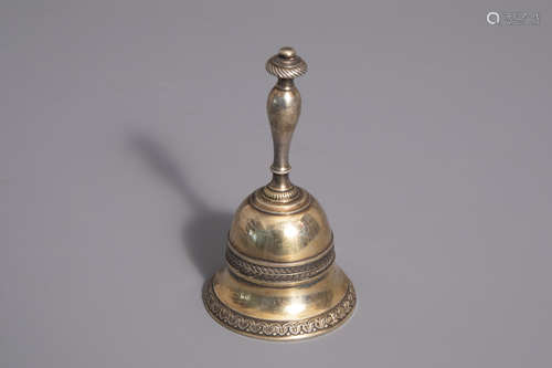 A gilt silver tabel bell, various marks, 19th/20th C.