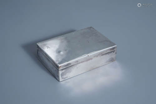 A Chinese silver box and cover with two engraved characters, marked, 19th C.