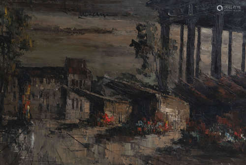 Illegibly signed (Jean ..., 20th C.): City life, oil on canvas