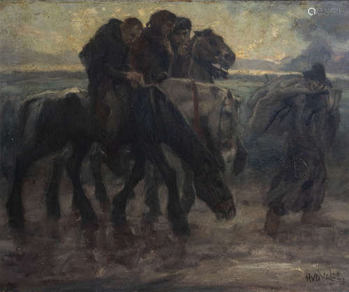 H. Van de Velde (19th/20th C.): Lure of death, oil on panel