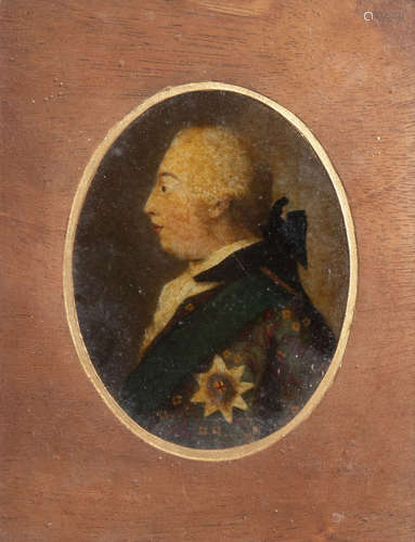 Allan Ramsey (1713-1784, after): Portrait of George III, verre ŽglomisŽ