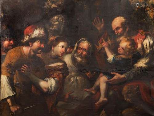 European school, follower of Luca Giordano (1634-1705): Moses and the pharaoh's crown, oil on canvas