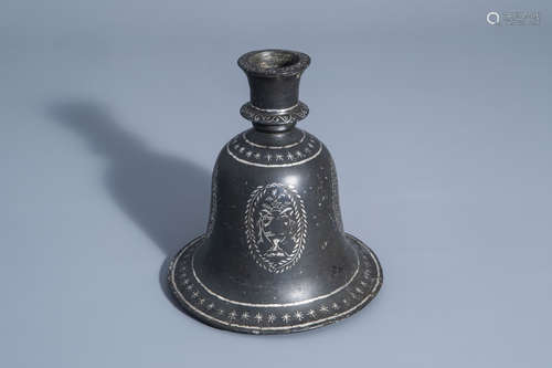 An Indian bidri huqqa (water pipe) base for the English market, 18th/19th C.