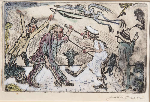 James Ensor (1860-1949): 'Anger', etching in colours, [1904]