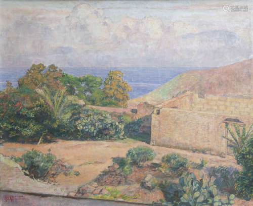 Franois Pycke (1890-1960): 'Gu•mar - Teneriffe' (GŸ’mar), oil on canvas, dated 1955