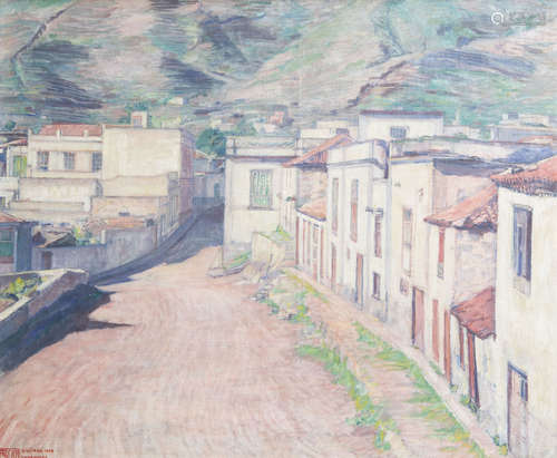 Franois Pycke (1890-1960): 'Gu•mar - Teneriffe' (GŸ’mar), oil on canvas, dated 1956