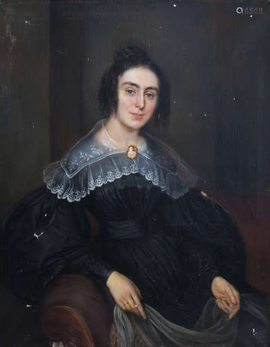 Belgian school: Portrait of a lady, oil on canvas, 19th C.