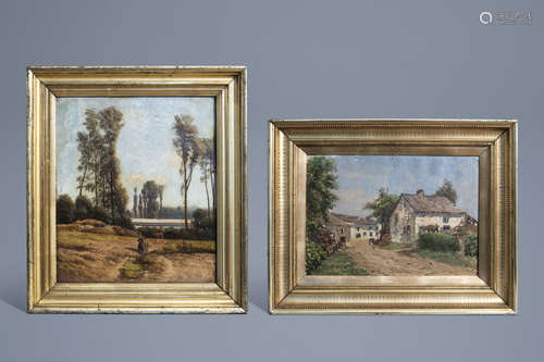 Belgian school: Two landscapes, oil on canvas, 19th/20th C.