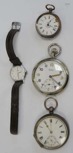 Three various pocket watches and a Lorus lady's wristwatch (4)