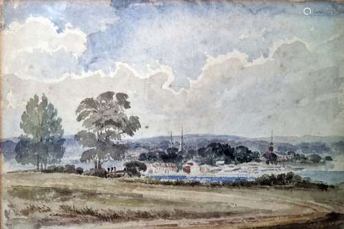 Attributed to Alfred Vickers (1853-1907) Watercolour Landscape with spires, 20 x 28cm