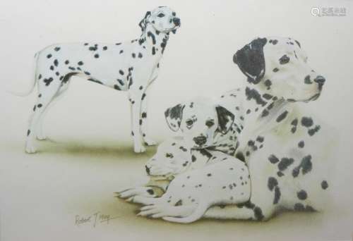 Two boxes of assorted prints including Dalmatian studies