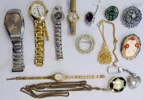 Large quantity of costume jewellery and lady's and gent's wristwatches (2 boxes)