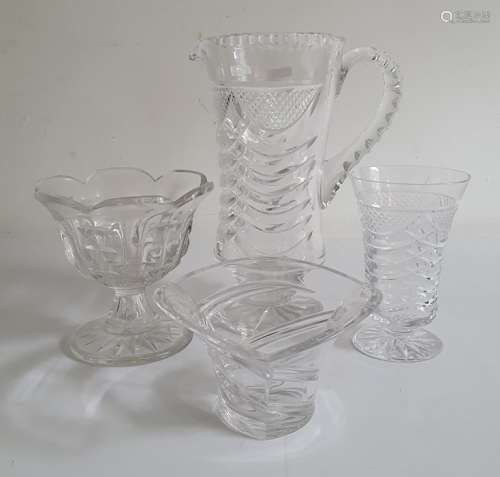 Waterford 'Marquis' pattern crystal bowl together with three other various cut glass pieces (4)