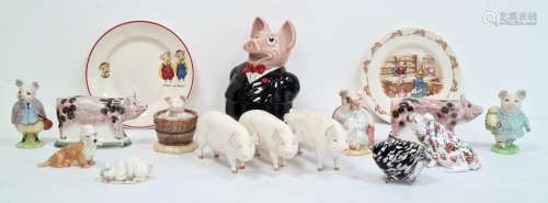 Various ceramic pigs to include Beswick, Nymphenburg, Beatrix Potter 'Little Pig Robinson Spying', a
