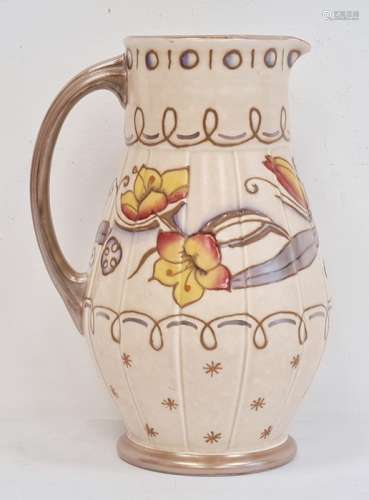 Charlotte Rhead Burleighware tube-lined jug, no.7295 to base, 22.5cm high
