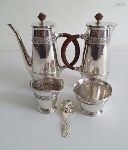 Silver part tea and coffee service by Lucas & Co, Birmingham 1931-1938, impressed pattern no.