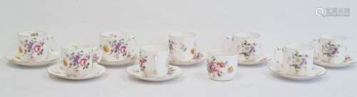Set of eight Royal Crown Derby 'Derby Posies' pattern teacups and saucers and a Royal Crown Derby