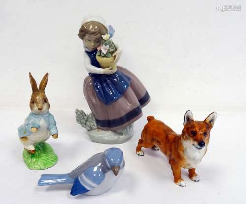 Beswick Beatrix Potter 'Peter Rabbit', Royal Doulton model of a Corgi HN2559, Lladro figure of a