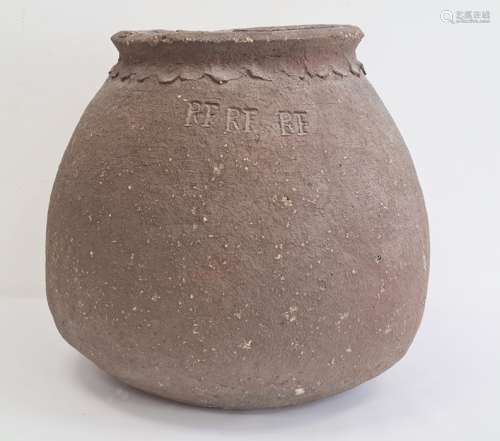 Large stoneware ovoid bowl marked 'PFRF RF', 38cm high