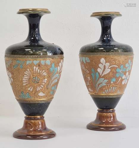 Pair of Royal Doulton stoneware vases, no. 5784 to base, 19cm high (2)