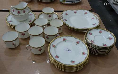 Aynsley part tea service, cream ground, gilt border and rose decoration