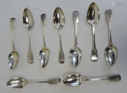 Two William IV silver tablespoons, fiddle pattern, with monogram to handle, Exeter 1831, makers