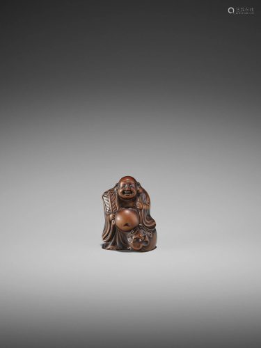 MITSUHIRO: A WOOD NETSUKE OF A BIZEN CERAM…