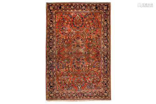 AN ANTIQUE SAROUK RUG, WEST PERSIA